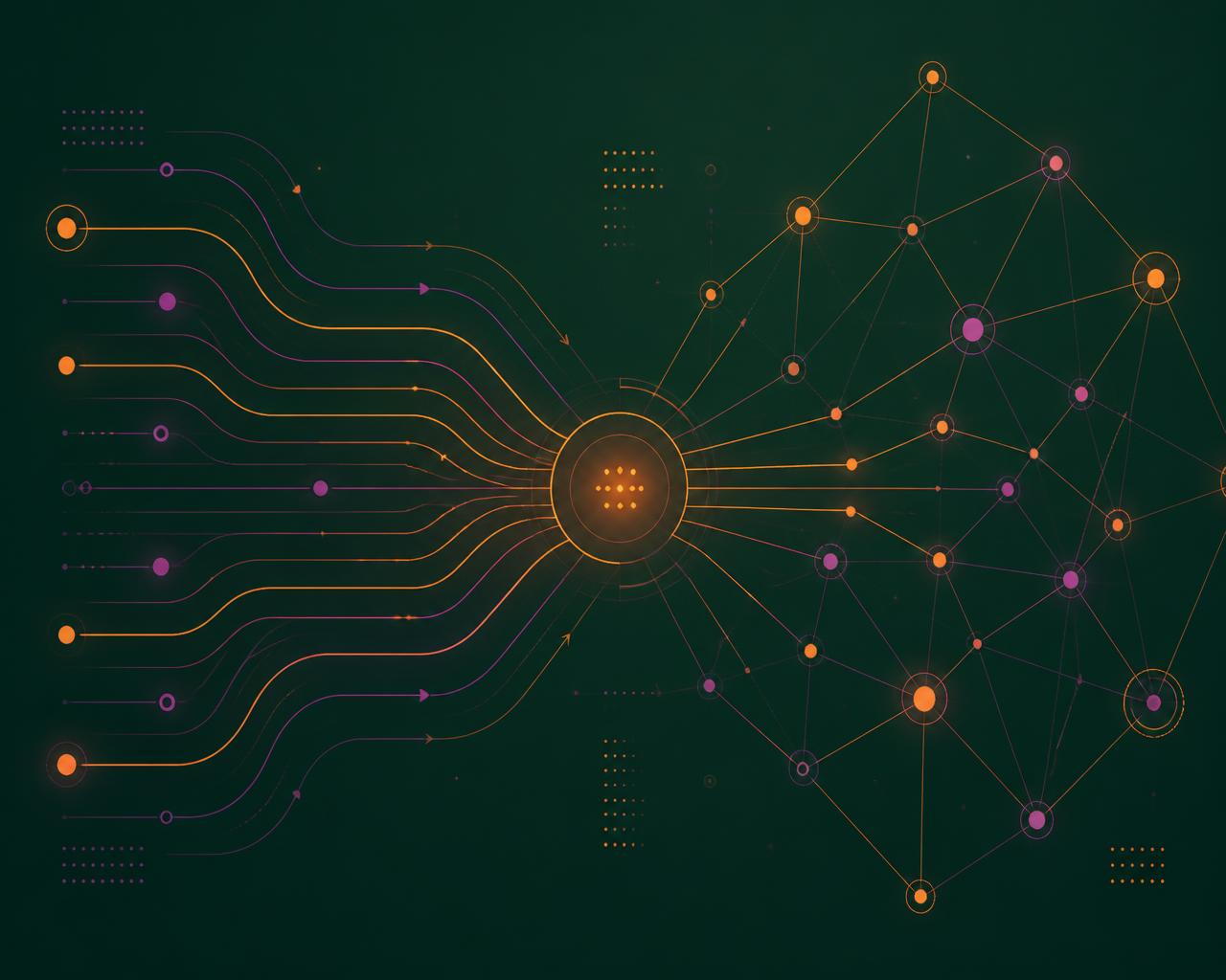 Modern abstract communication network of connected nodes and signal paths